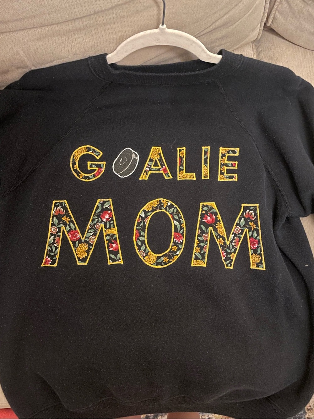 Vintage Appliqué Goalie Mom Crewneck